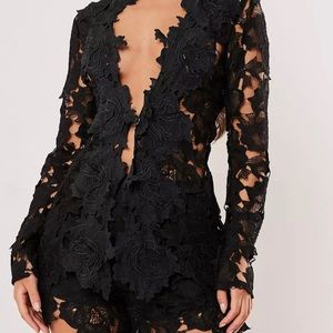Black crochet lace tailored suit